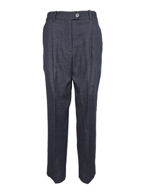 pantalone donna effetto denim blu